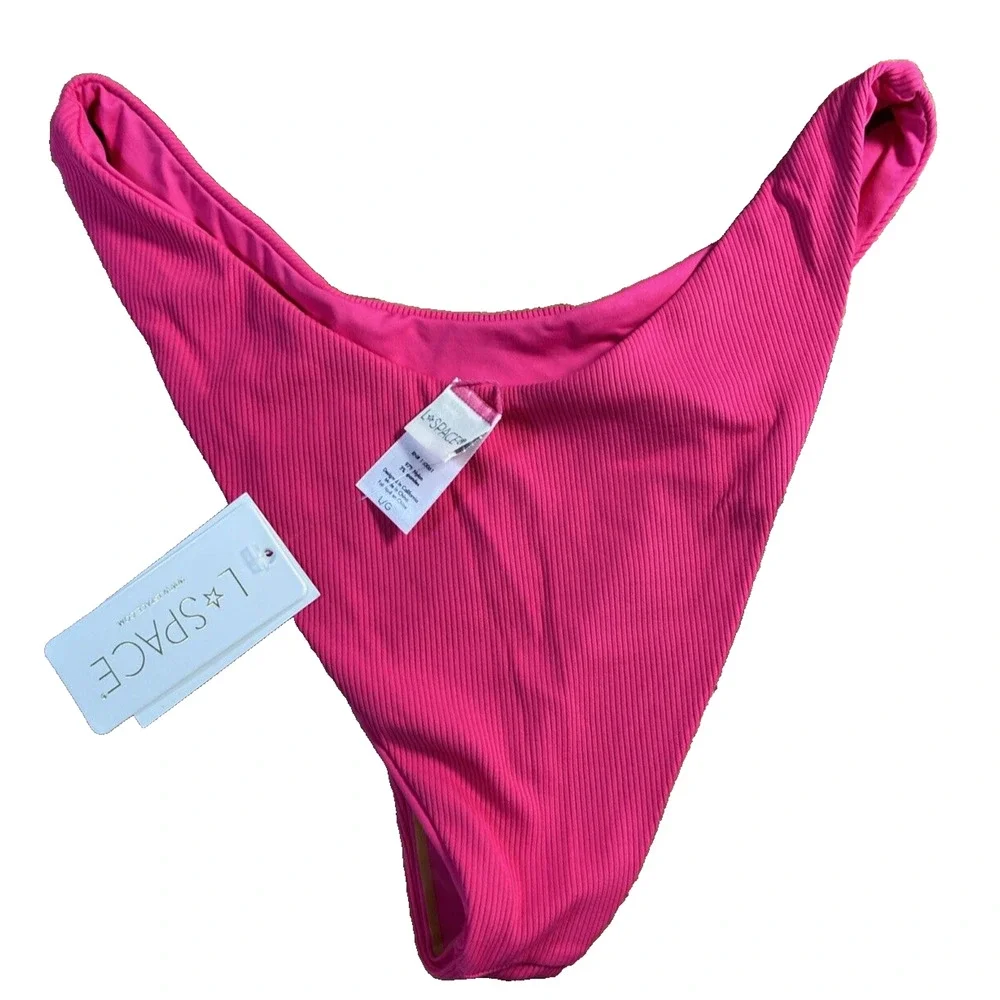 L*Space Cabana Bitsy Bikini Bottom in Hot Pink Size Large NWT RHCNB22 BOU RT$88